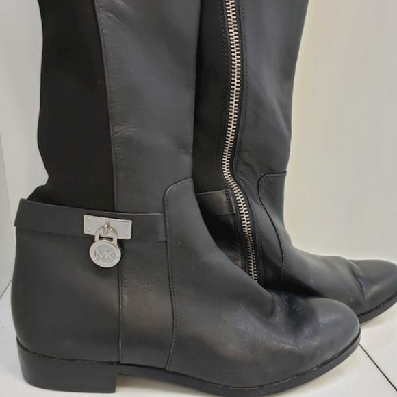 Michael Kors Black Boots Tall Logo Size 6 M. New condition - Picture 2 of 5